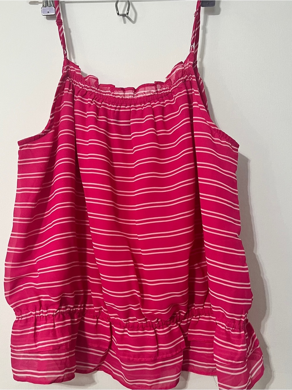 Banana Republic Womens Top Hot Pink Stripe A0049